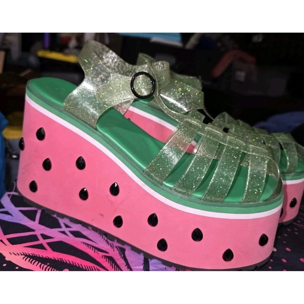 Sugar Thrillz Dolls Kill Watermelon Platform Jelly Shoes Size 11m